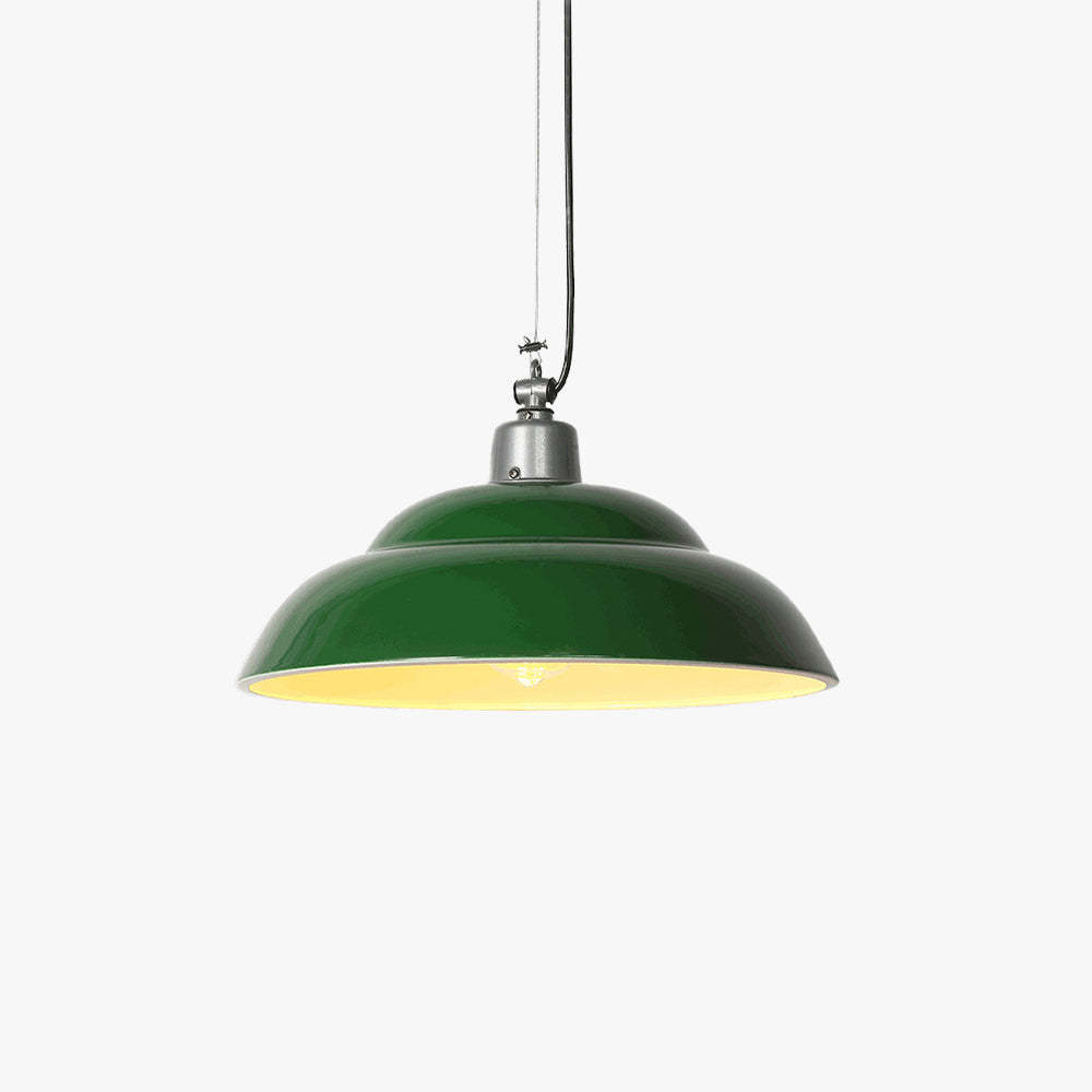 Hailie Vintage Industrial LED Pendant Light, Green Dome Shade