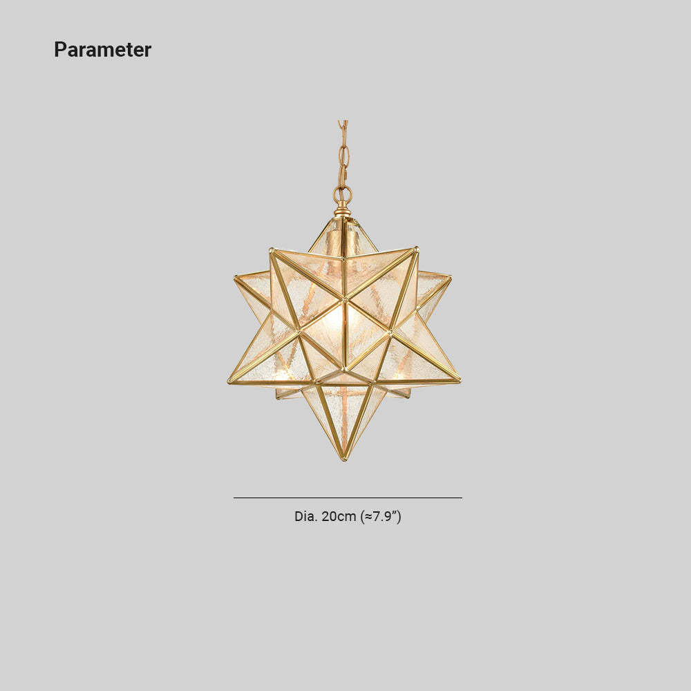 Hailie Comfort star pendant light, gold and glass finish, 20cm diameter