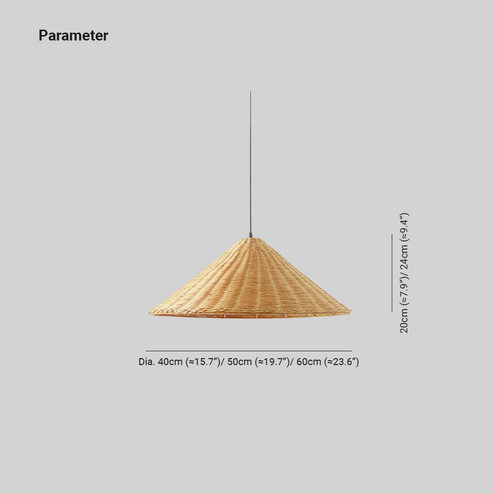 Muto Rattan Pendant Light Dimensions