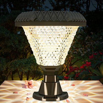 Riley solar outdoor lamp, modern geometric acrylic design