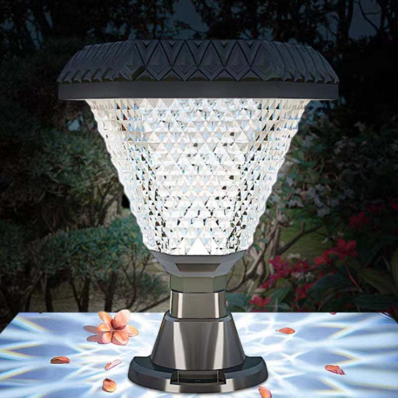 Riley acrylic solar outdoor floor lamp, geometric style