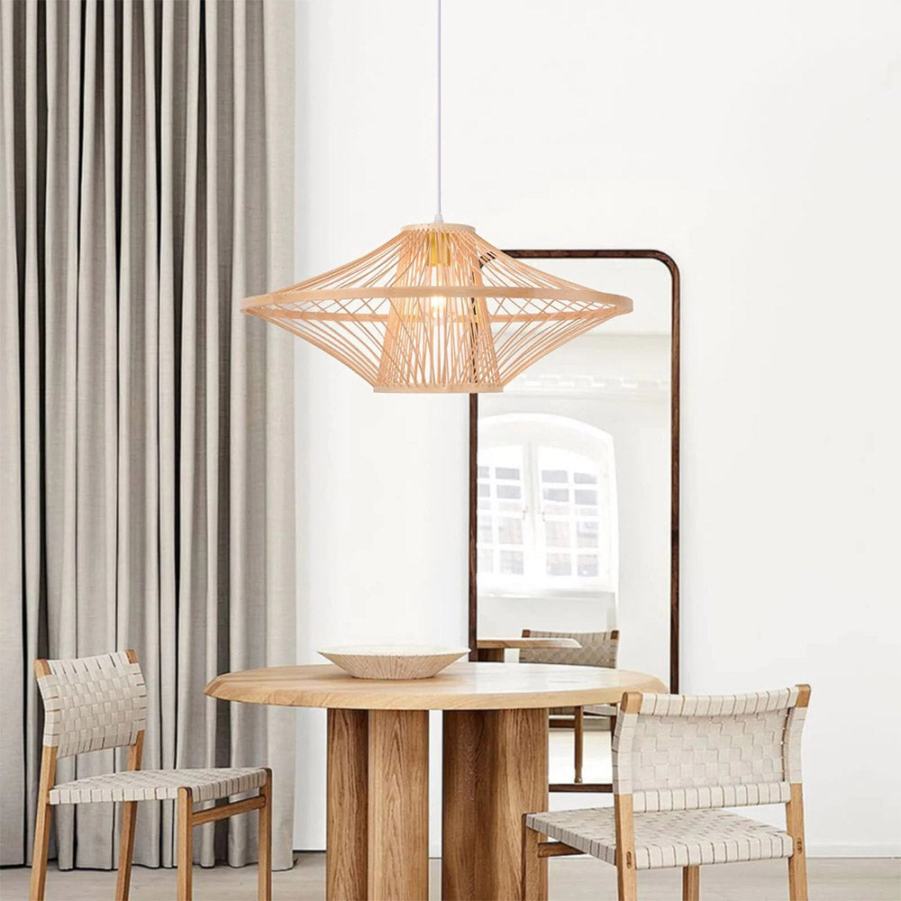 Bamboo pendant light in dining room