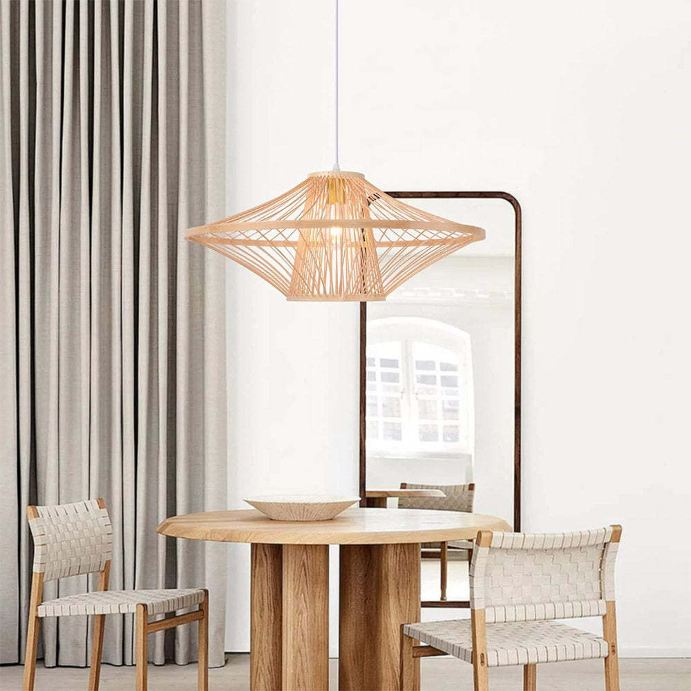 Bamboo pendant light in dining room