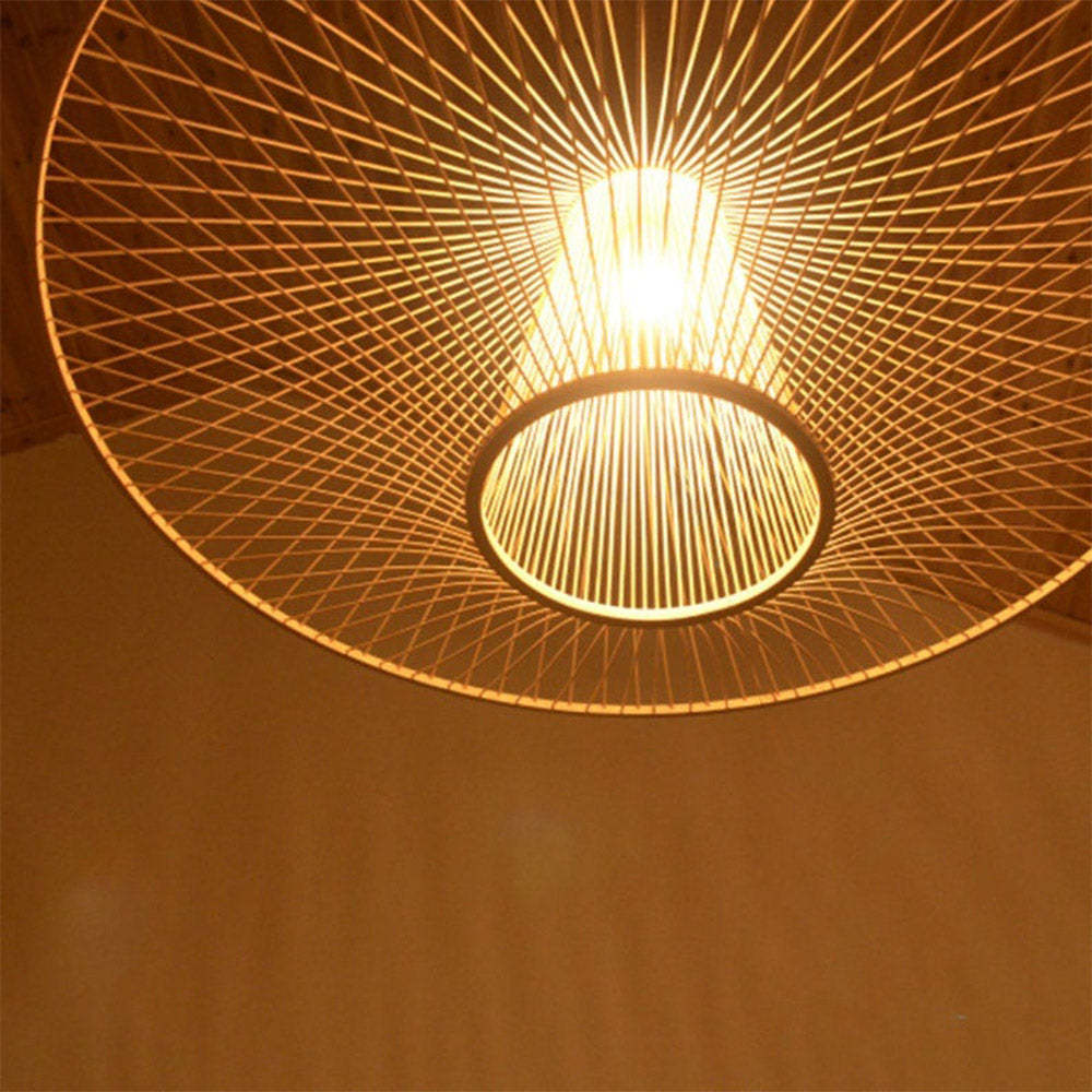 Muto Bamboo Pendant Light Illuminated