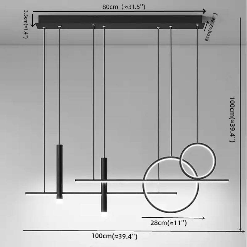 Madina Modern Pendant Light with dimensions