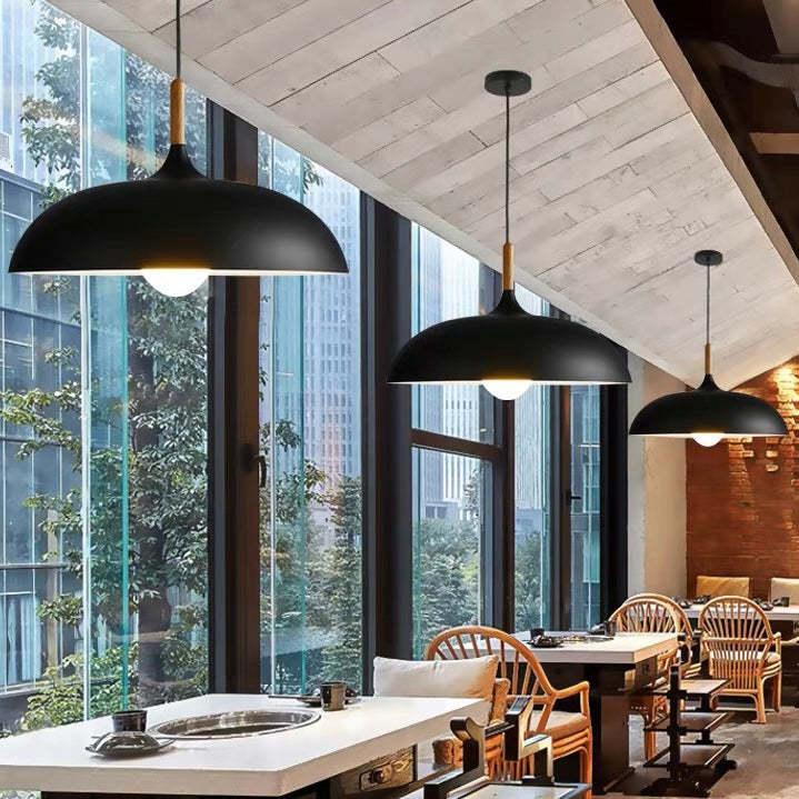 Black Leilani Pendant Lights in Modern Restaurant