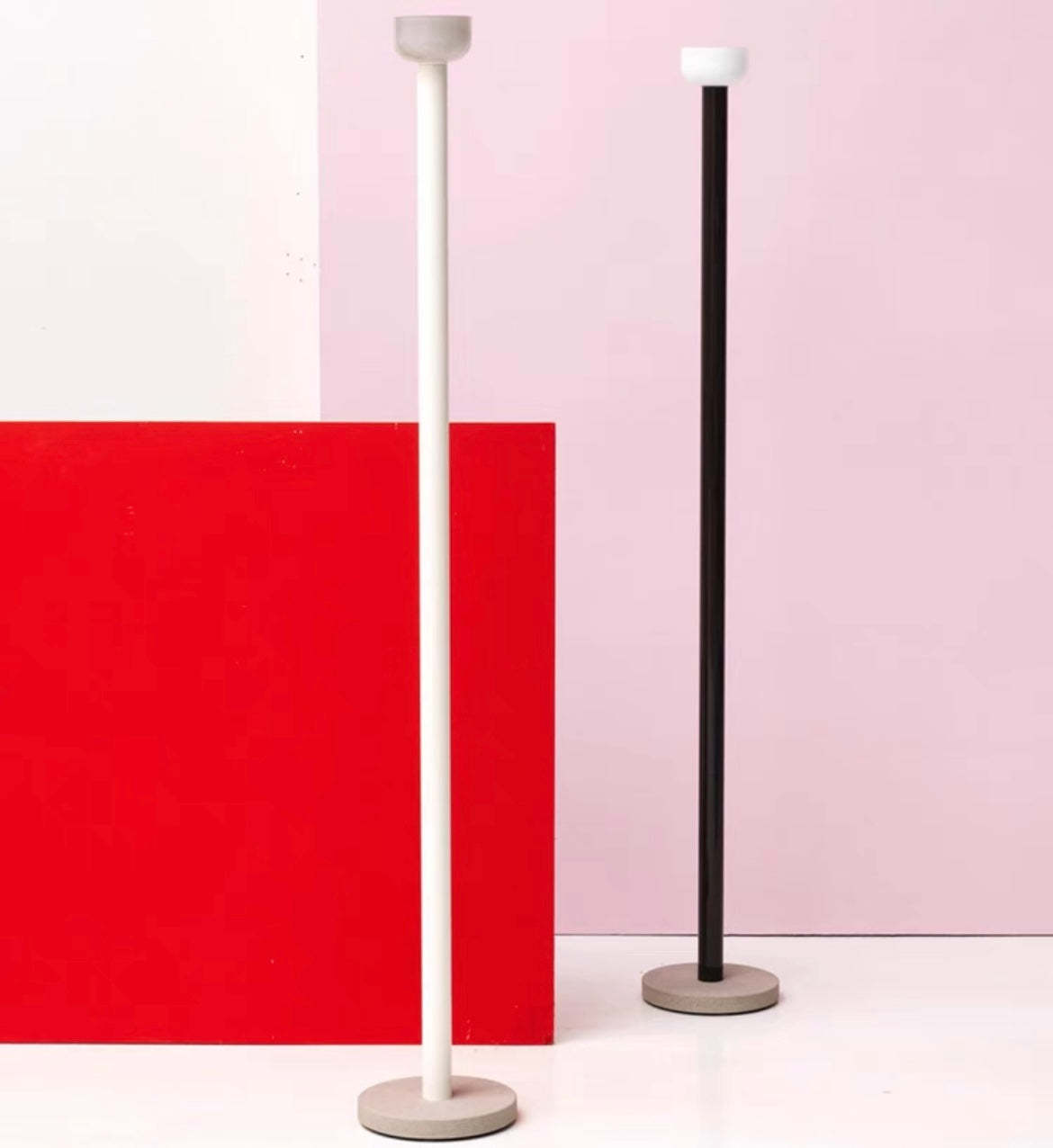 Modern Avi floor lamps, black & white, Las Sola lighting.