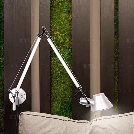 Silver Brady Adjustable Wall Lamp over bed, Las Sola Lighting