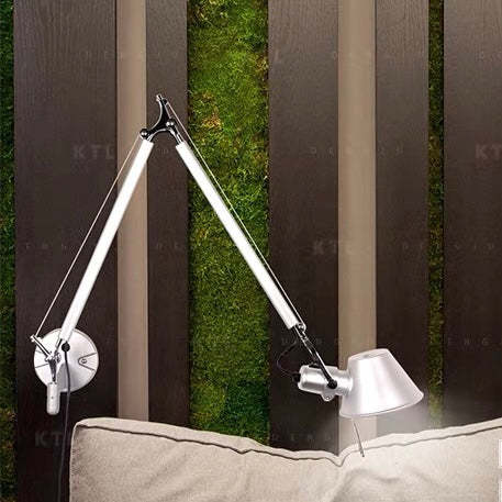 Silver Brady Adjustable Wall Lamp over bed, Las Sola Lighting