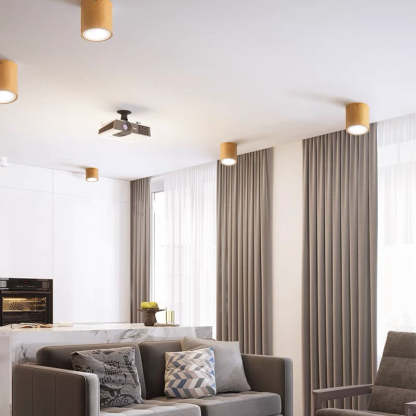 Ozawa wood ceiling light in modern living room.