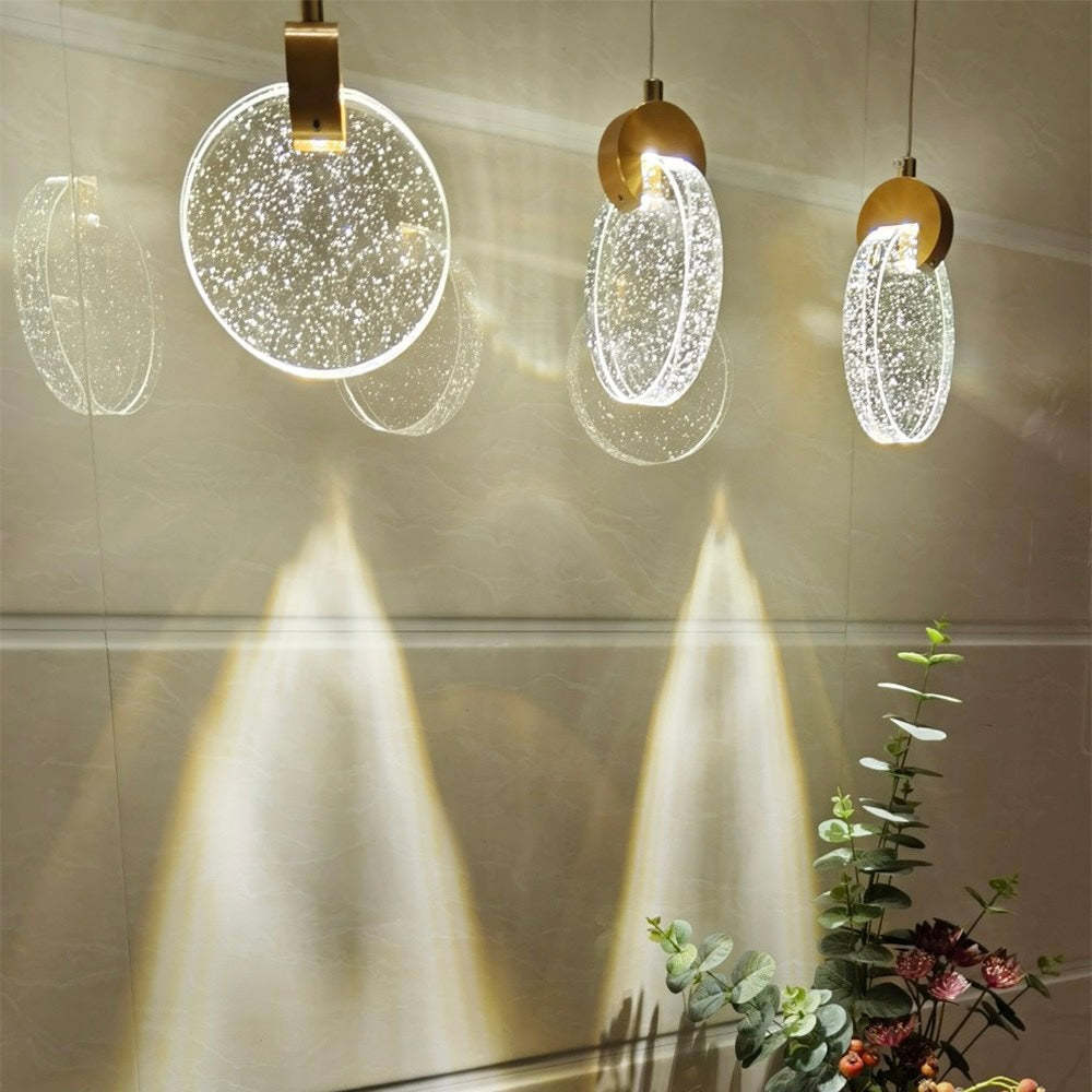 Kristy Chandelier - Crystal disc pendant lights, minimalist design