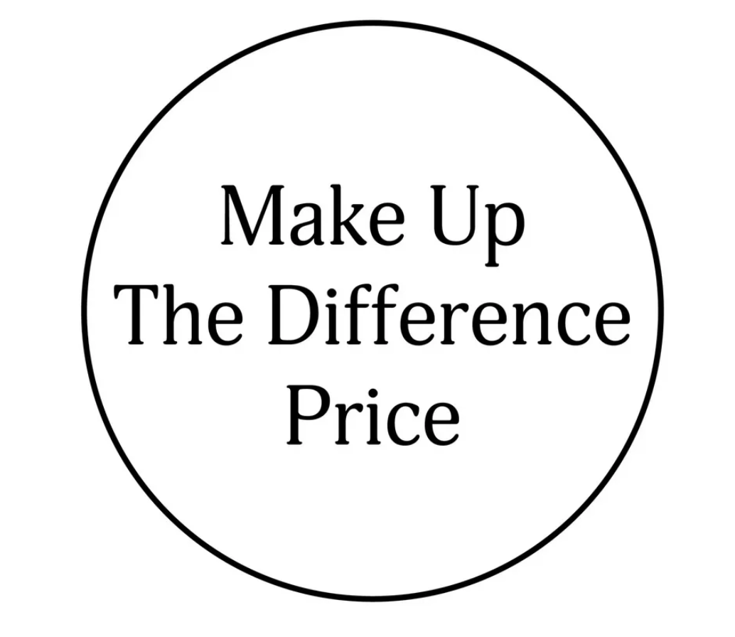 Make Up The Difference Price text in a circle