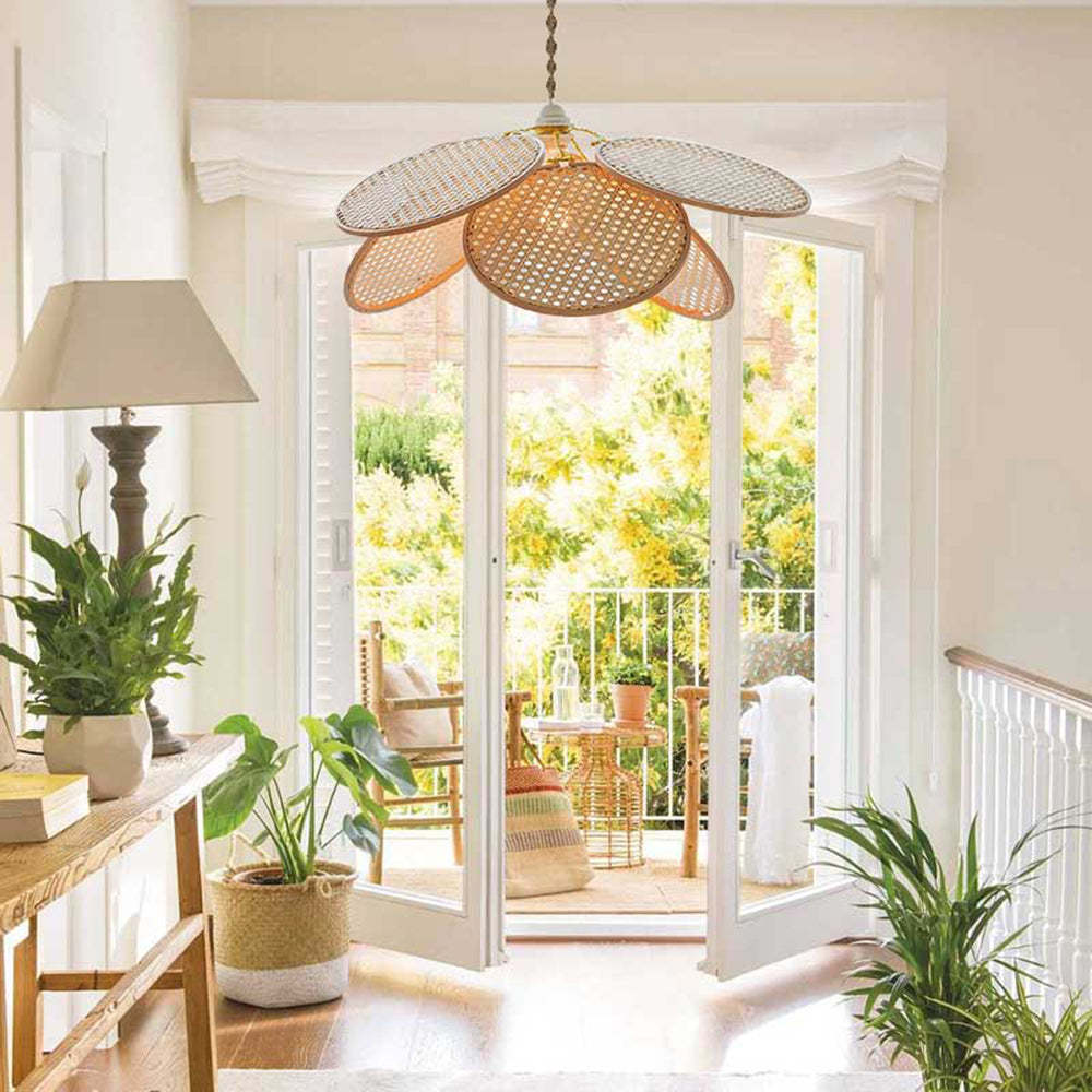 Ritta Rattan Pendant Light over looking a Balcony