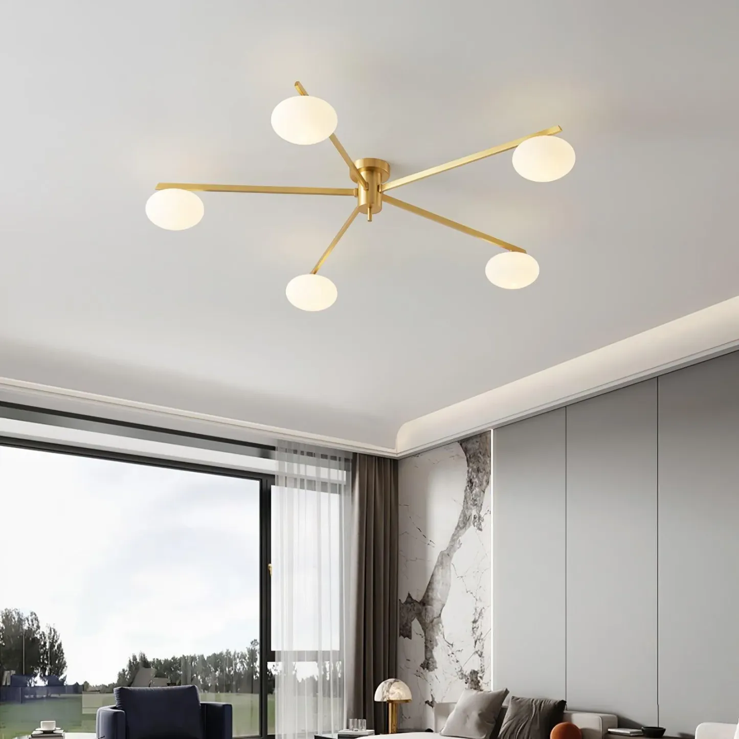 Valentina Minimalism Metal Glass Ceiling Lamp Bedroom Living Room