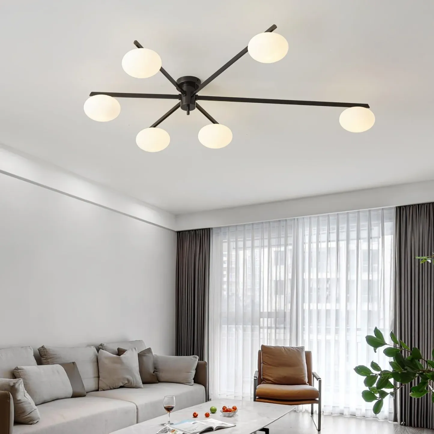 Valentina Minimalism Metal Glass Ceiling Lamp Bedroom Living Room