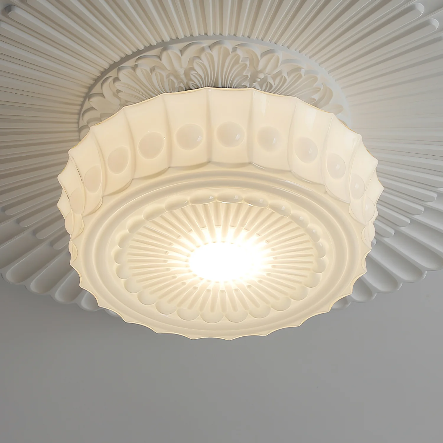 Quinn Nordic Beige White Ceiling Lamp Bedroom  Dining Room