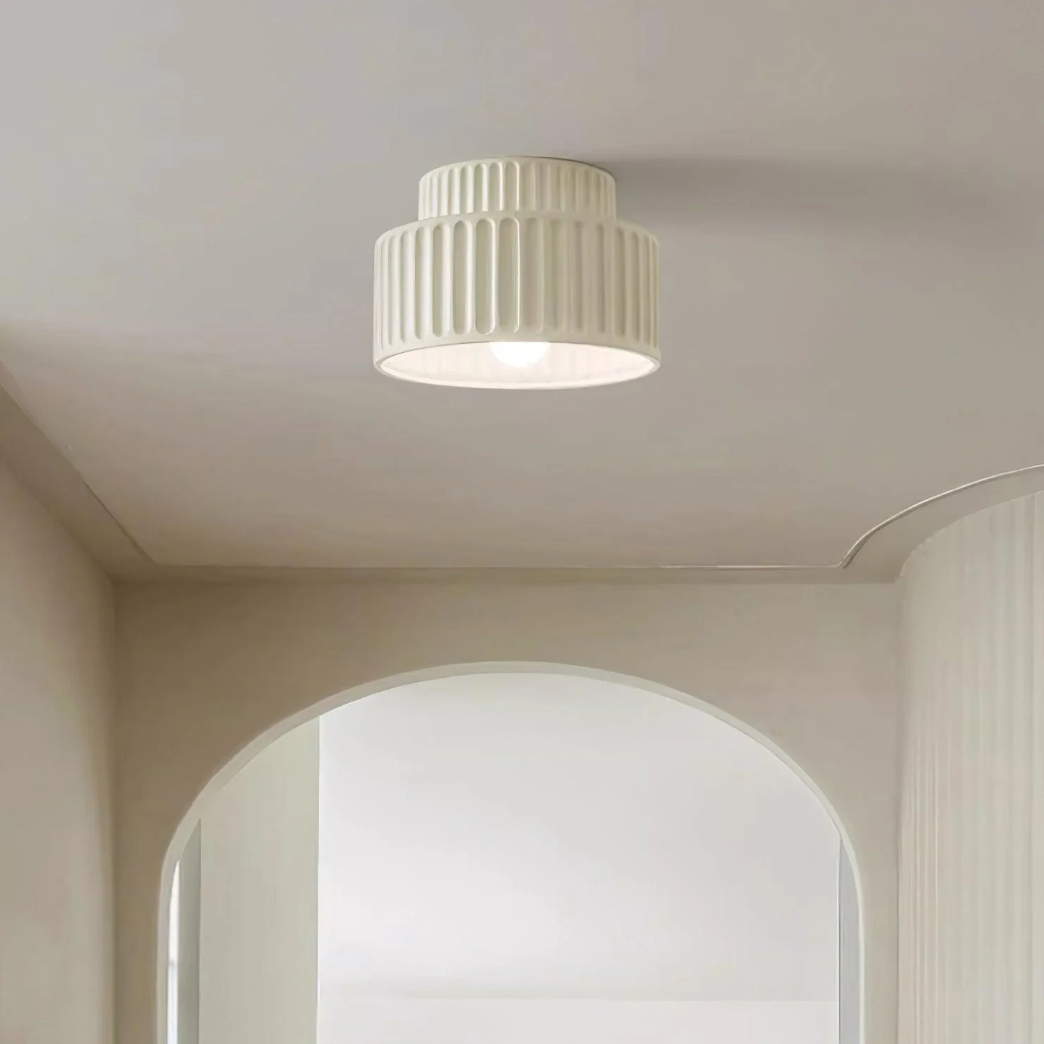Hailie Modern Beige White Orange Green Ceiling Lamp Bedroom  Dining Room