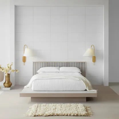 Bedroom interior with Carins wall lamps, modern lighting design