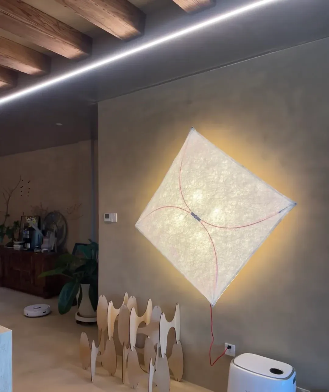 Ozawa Natural Paper Metal White Wall Lamp Dining Room Bedroom