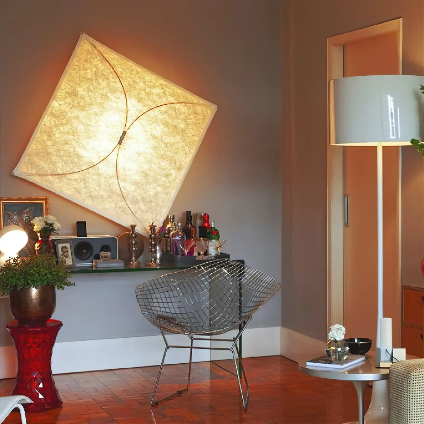 Ozawa Natural Paper Metal White Wall Lamp Dining Room Bedroom