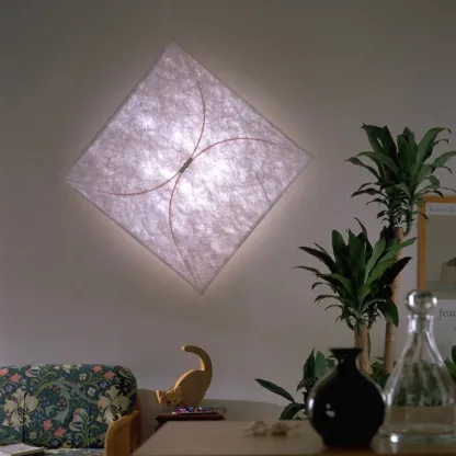 Ozawa Natural Paper Metal White Wall Lamp Dining Room Bedroom