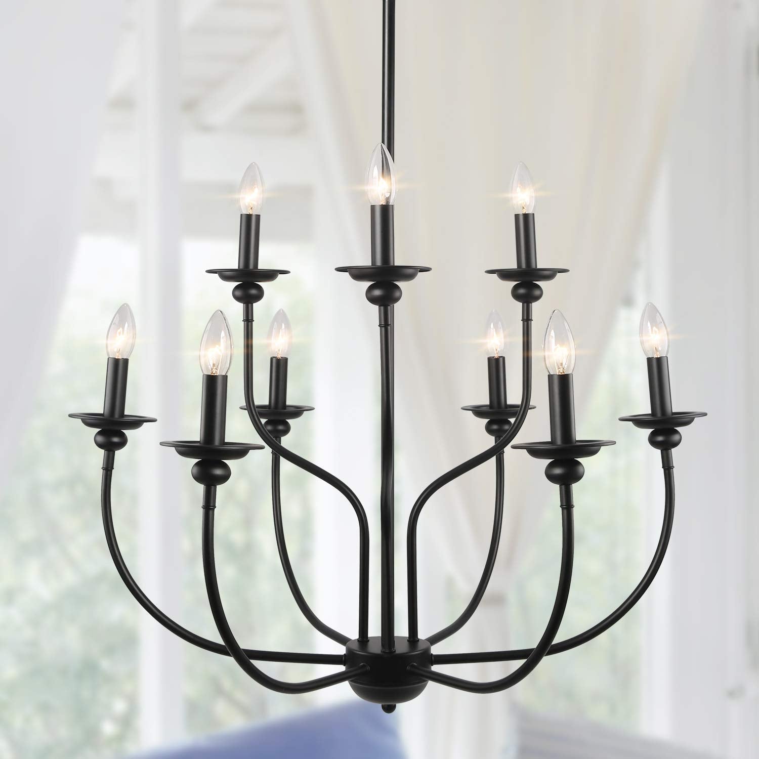 Black Silva LED Chandelier - Modern Bedroom/Living Room Lighting