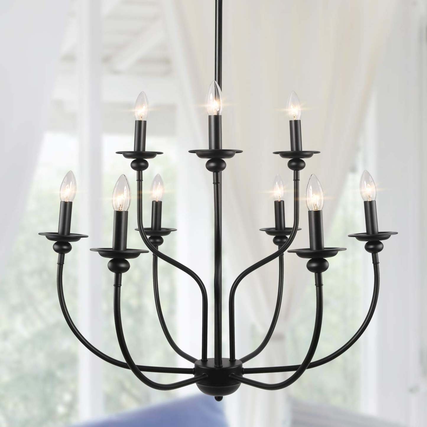 Black Silva LED Chandelier - Modern Bedroom/Living Room Lighting