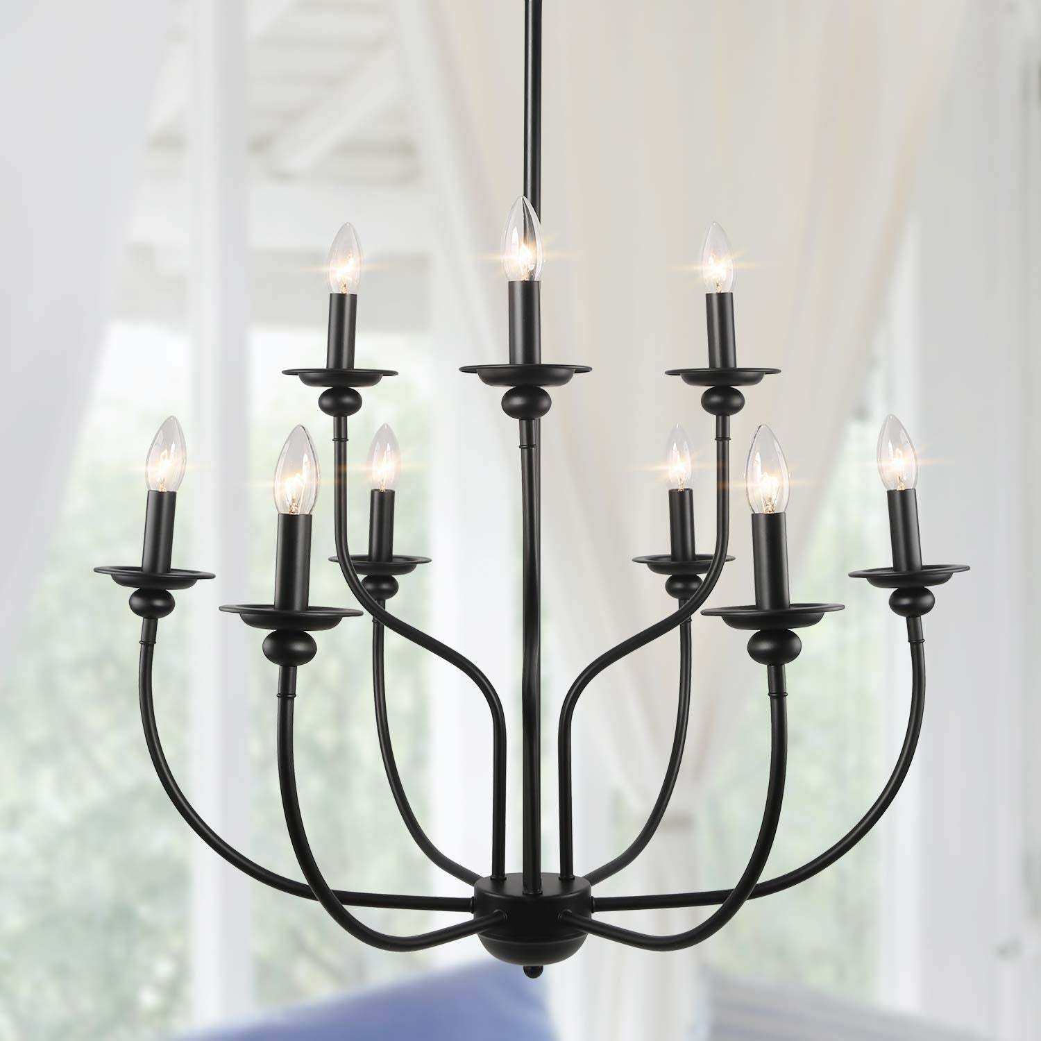 Black Silva LED Chandelier - Modern Bedroom/Living Room Lighting