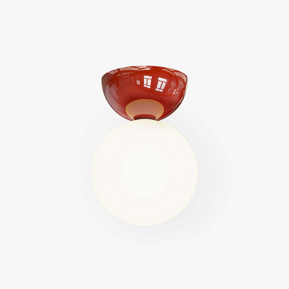 Valentina Vintage Cream Style Ceiling Light, red canopy, white sphere light