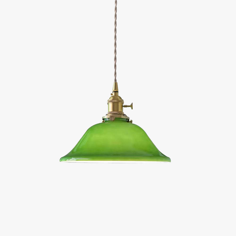 Green glass pendant light for dining room - Lassola