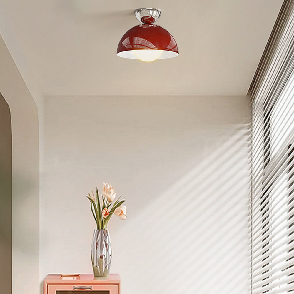 Valentina Red Dome Ceiling Light in Hallway with Decor