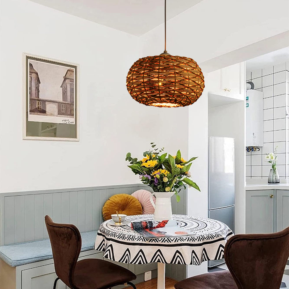 Rattan Pendant Light: Boho Style Lighting for Dining Room