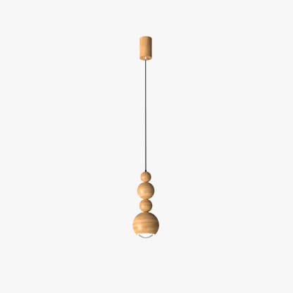 Muto Vintage LED Pendant Light in Wood. Bedroom or Living Room Lighting