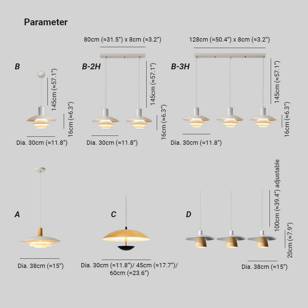 Morandi Pendant Light Dimensions and Specifications