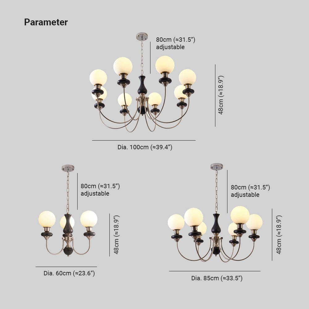 Silva Chandelier dimensions and size options