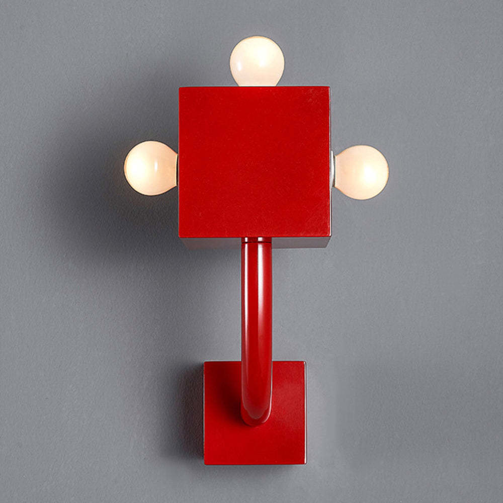 Red Fateh Industrial Wall Lamp with three bulbs