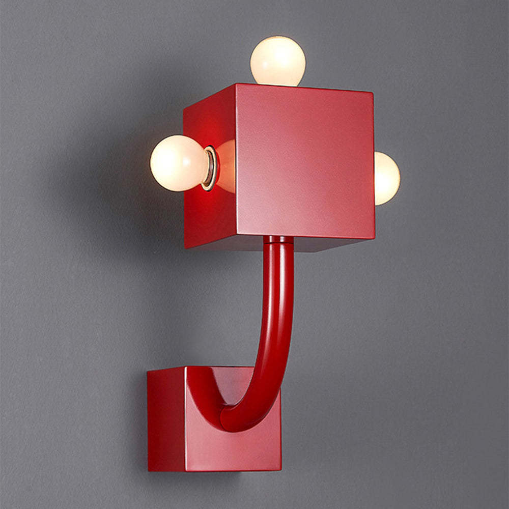 Fateh Modern Industrial Red Wall Lamp with three bulbs.