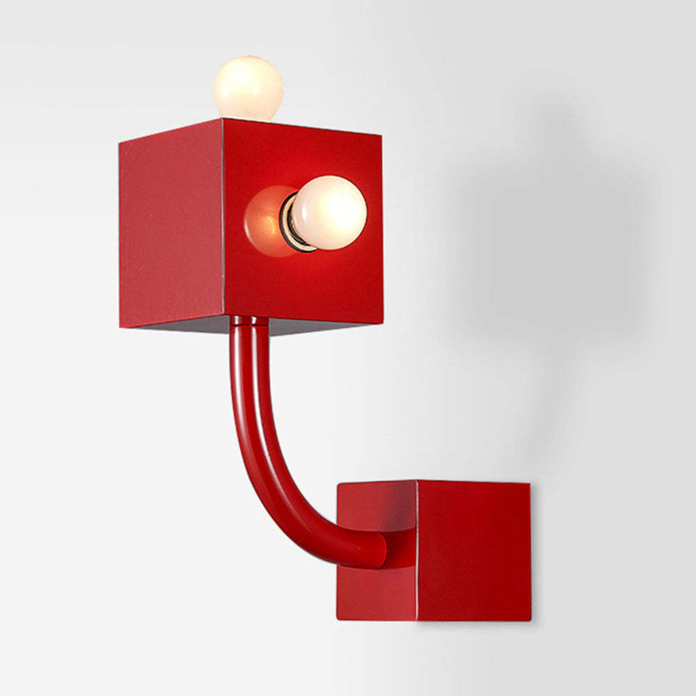Red Fateh Wall Lamp, modern design with two bulbs