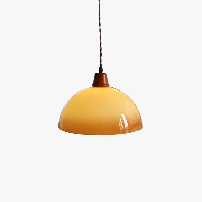 Hailie Retro LED Round Pendant Light - Amber Glass Shade