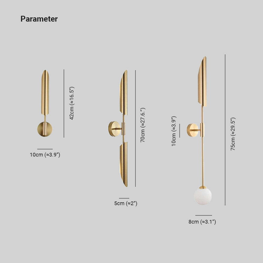 Meza Modern LED Wall Lamp Dimensions - Gold Finish