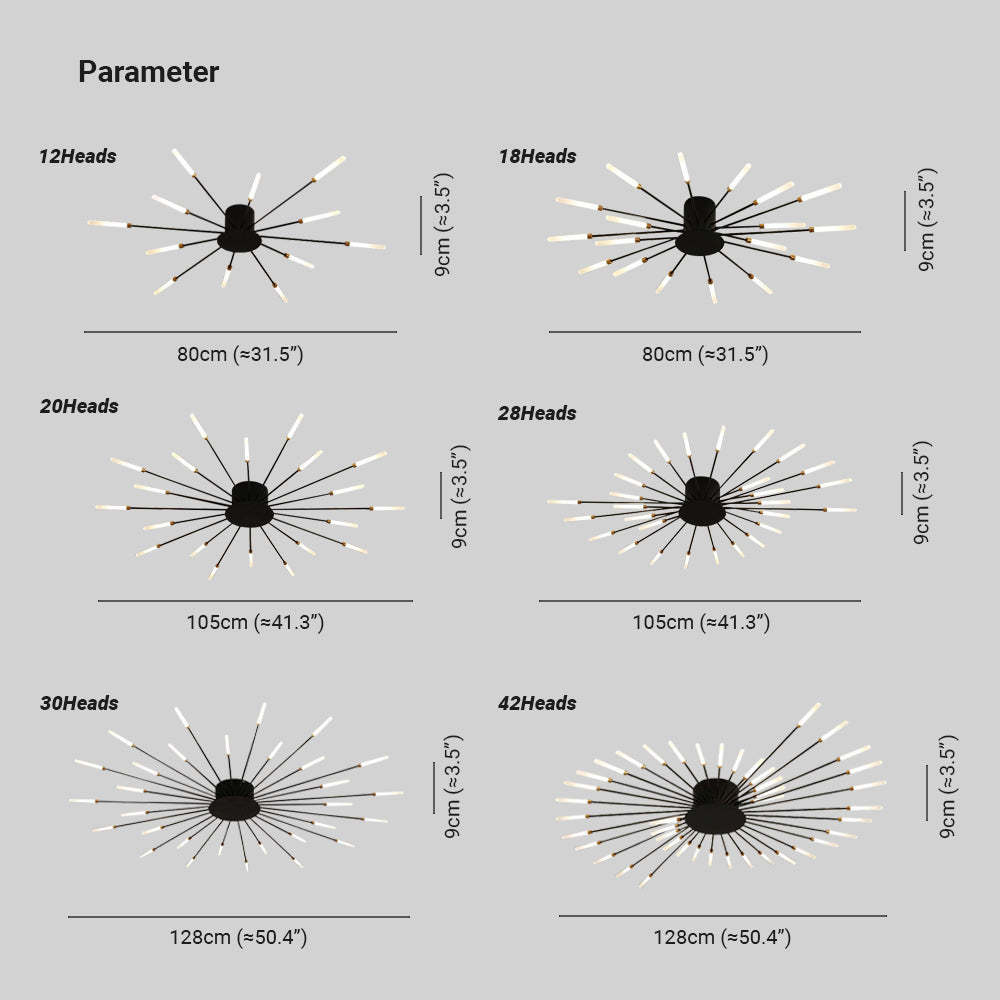 Lowry Fireworks Ceiling Light Dimensions