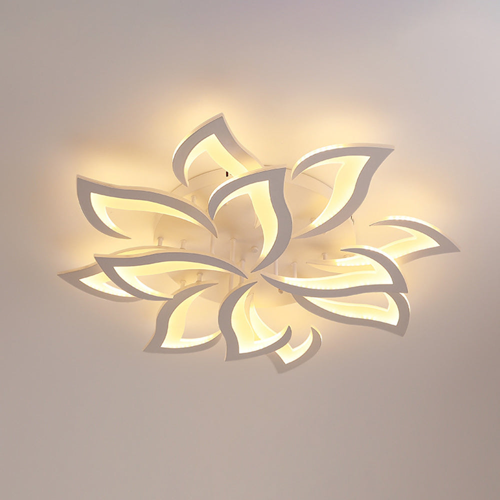 White flower-shaped LED ceiling light for bedroom and living room