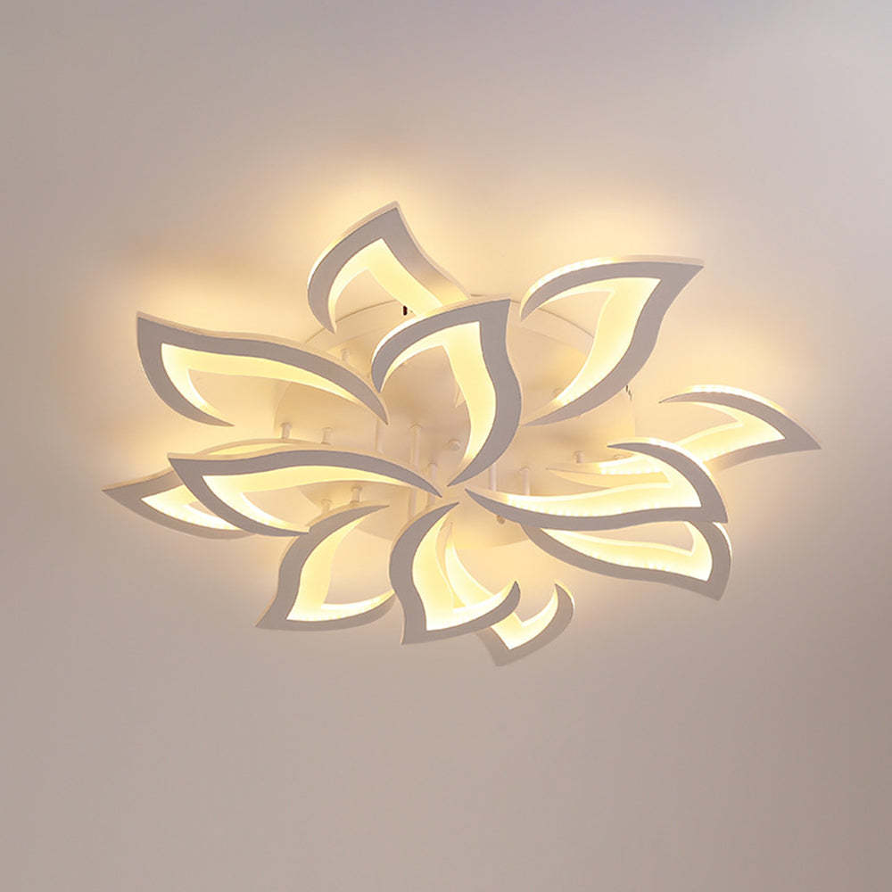 White flower-shaped LED ceiling light for bedroom and living room