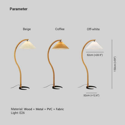 Ozawa LED Floor Lamp colors: Beige, Coffee, Off-white. Ozawa Unique LED Floor Lamp Wood/Metal Bedroom/Living Room