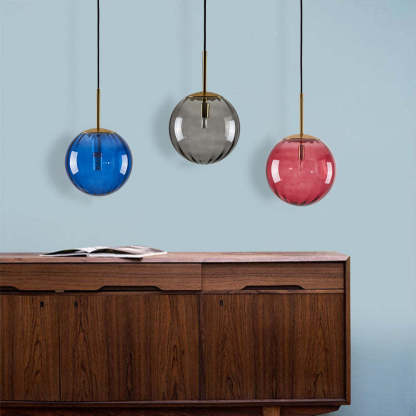 Bubble Glass Pendant Lights - Blue, Gray, Red - Las Sola