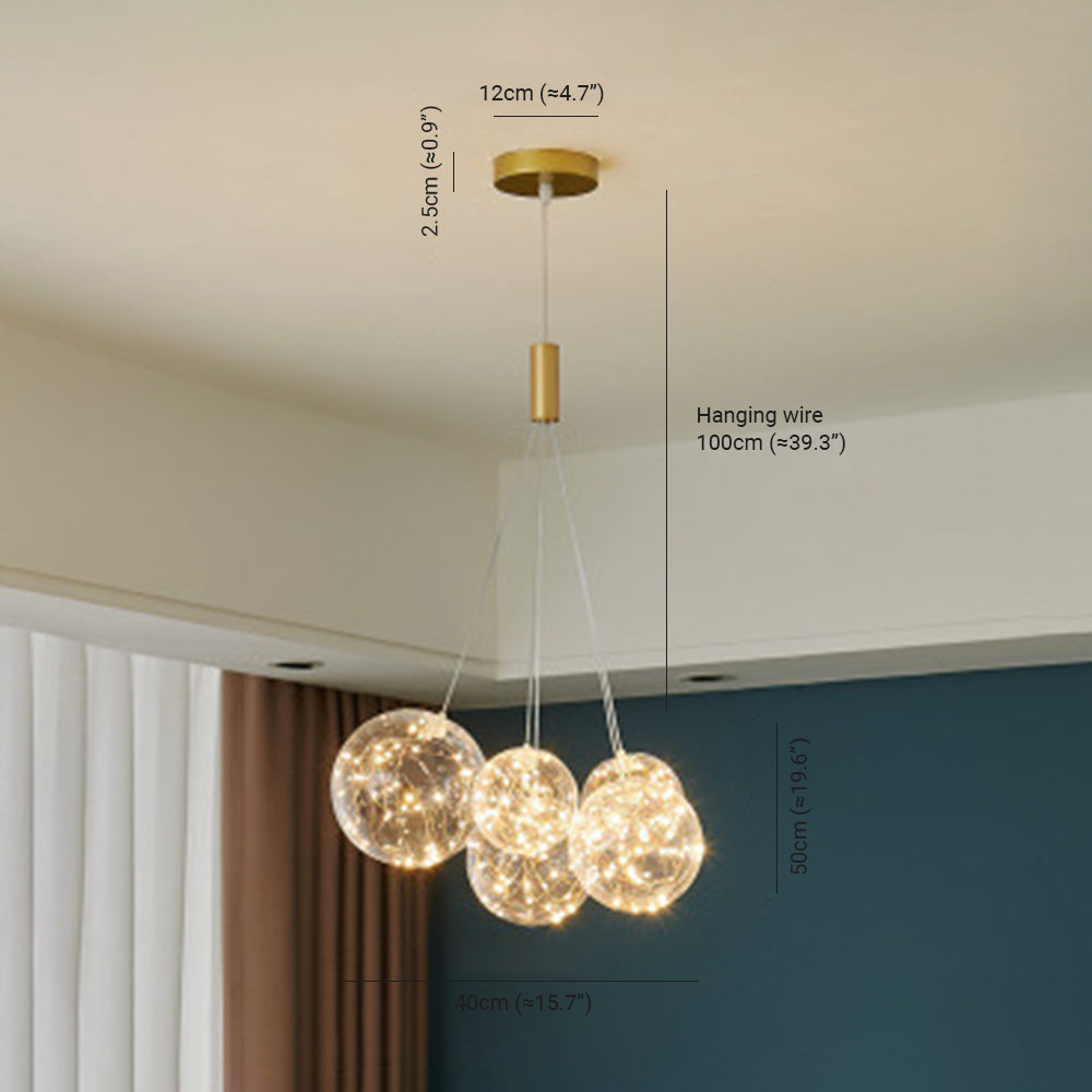 Valentina LED pendant light dimensions, bubble glass globe