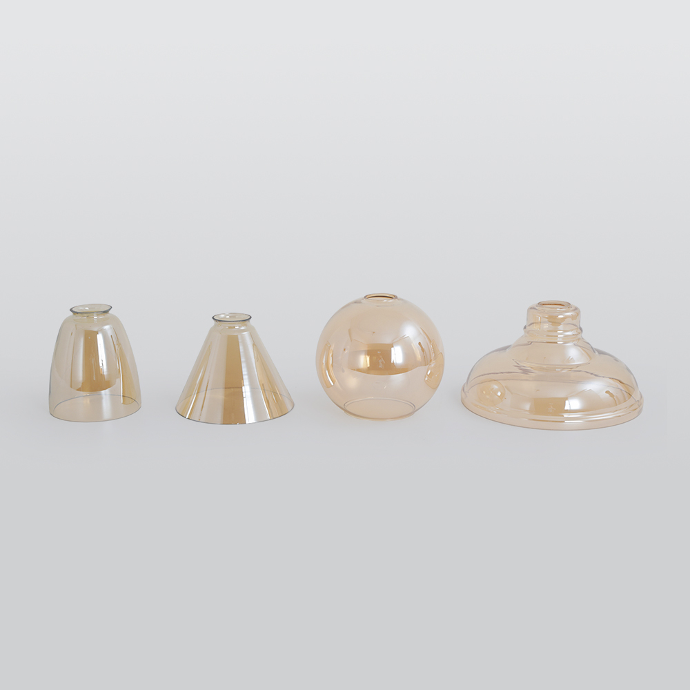 Levy Industrial Metal/Glass Pendant Light glass shades, different shapes