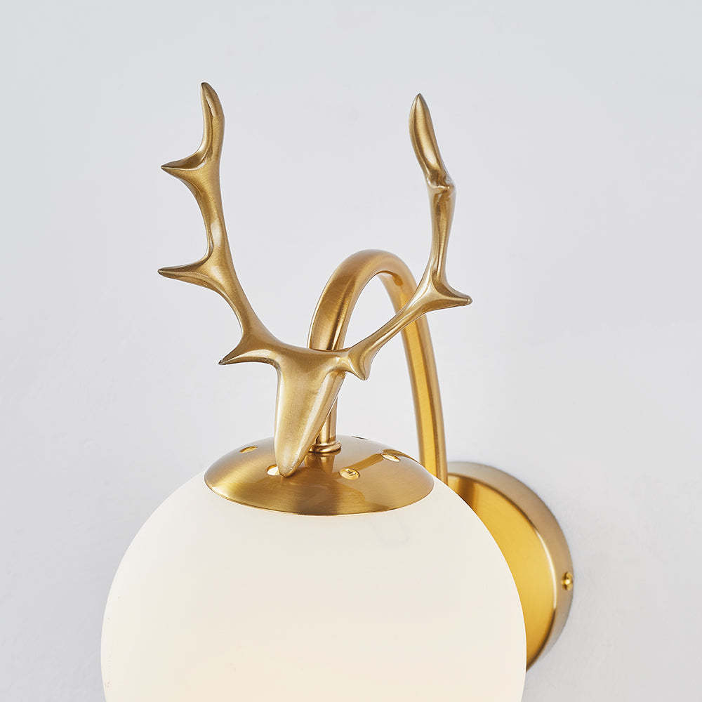 Gold Deer Antler Wall Lamp - Modern Bedside Lighting