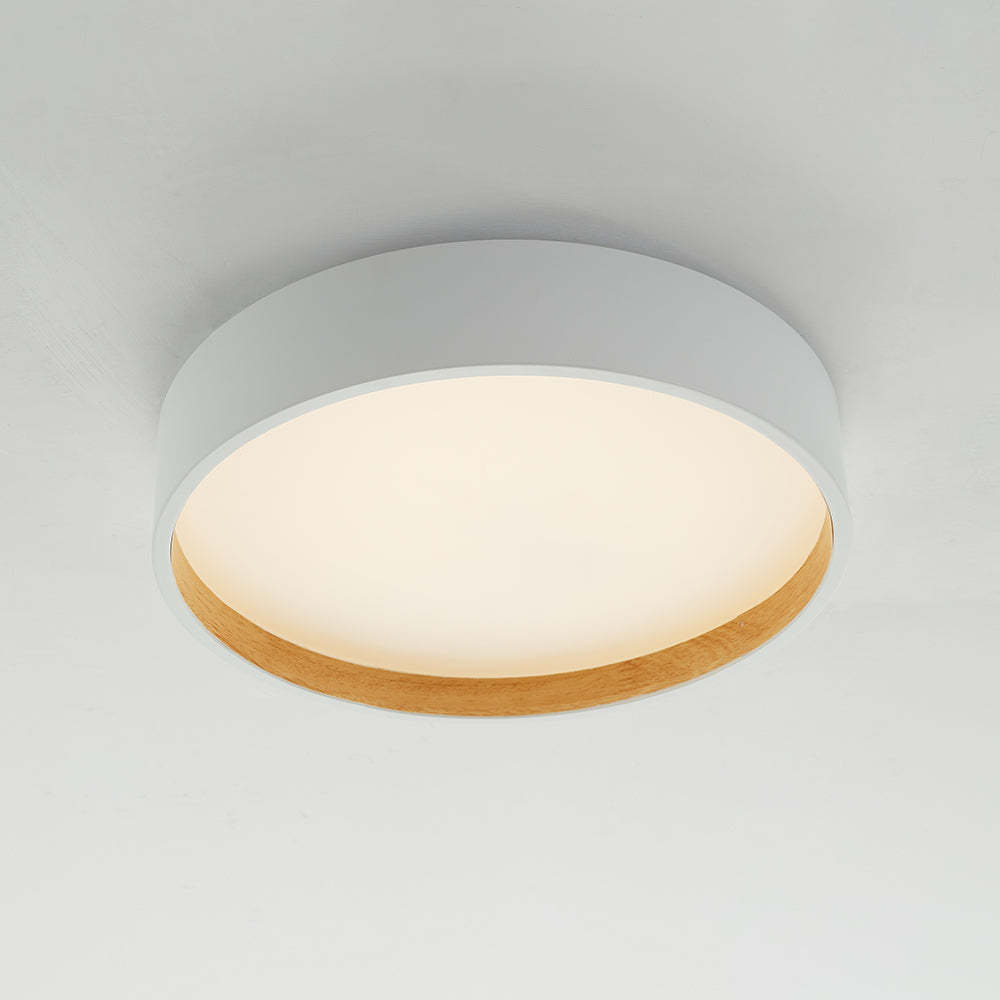Quinn Ceiling Light - White and Wood Grain Flush Mount