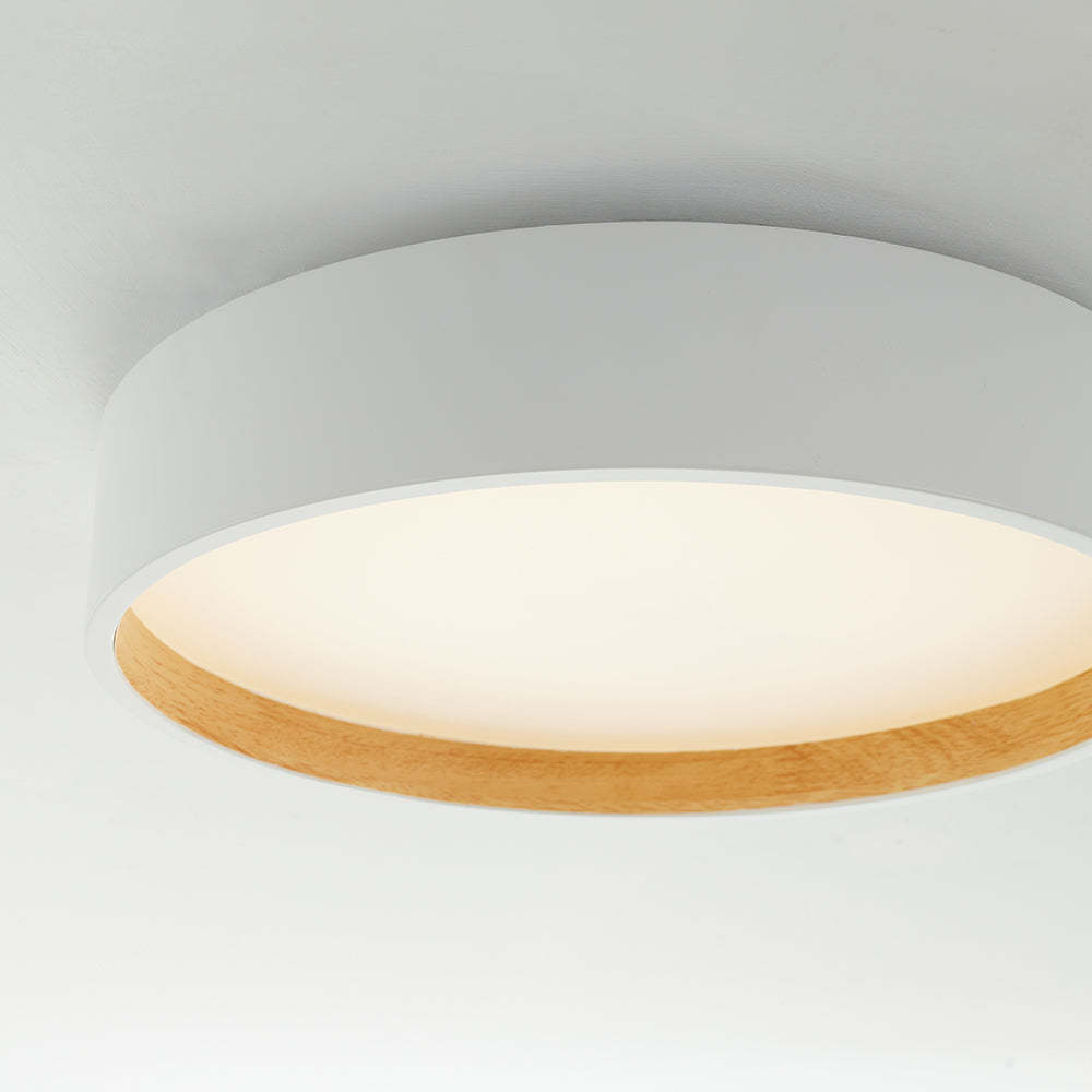 Quinn Round Flush Mount Ceiling Light - Wood Grain Accent